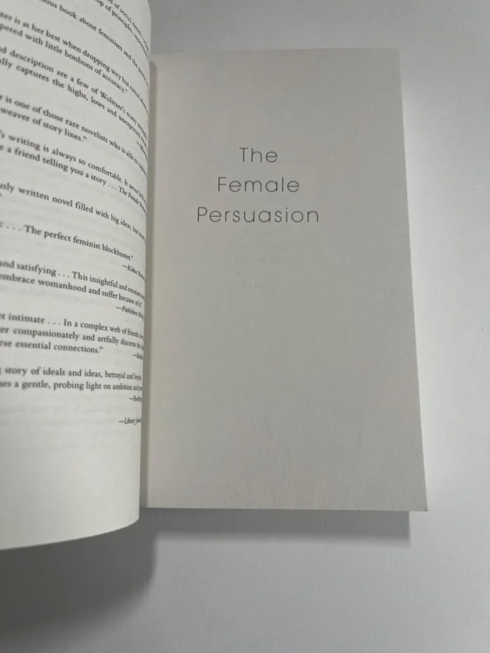 The Female Persuasion Meg Wolitzer Paperback Literary Fiction Novel